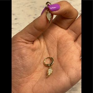18k Gold Filled Huggie Earring with Micro Paved Cubic Zirconia Wings